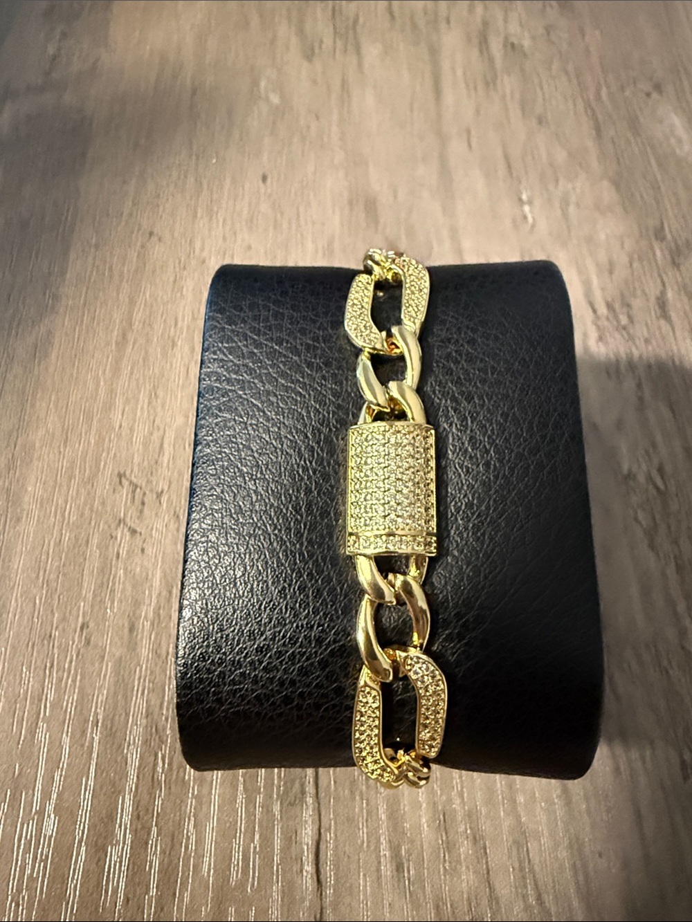 Gold Chain Bracelet with Square Accent Links